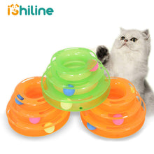 Load image into Gallery viewer, Three Levels pet cat toy Tower Tracks Disc cat Intelligence Amusement triple  disc cat toys ball Training Amusement plate