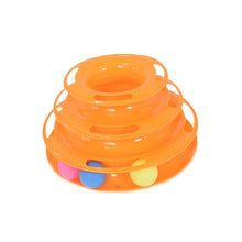 Load image into Gallery viewer, Three Levels pet cat toy Tower Tracks Disc cat Intelligence Amusement triple  disc cat toys ball Training Amusement plate