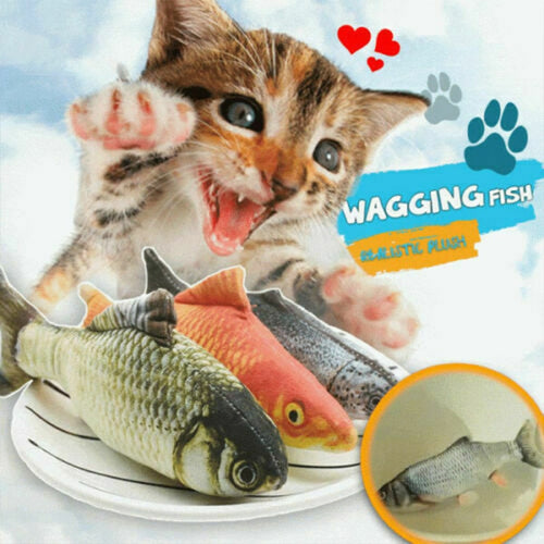 Cat Wagging Fish Realistic Plush Toy Simulation Catnip Soft Gift for Pet Chewing TT-best